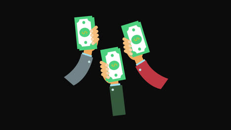 hand-holding-dollar-money-icon-loop-animation-with-alpha-channel,-transparent-background,-ProRes-444